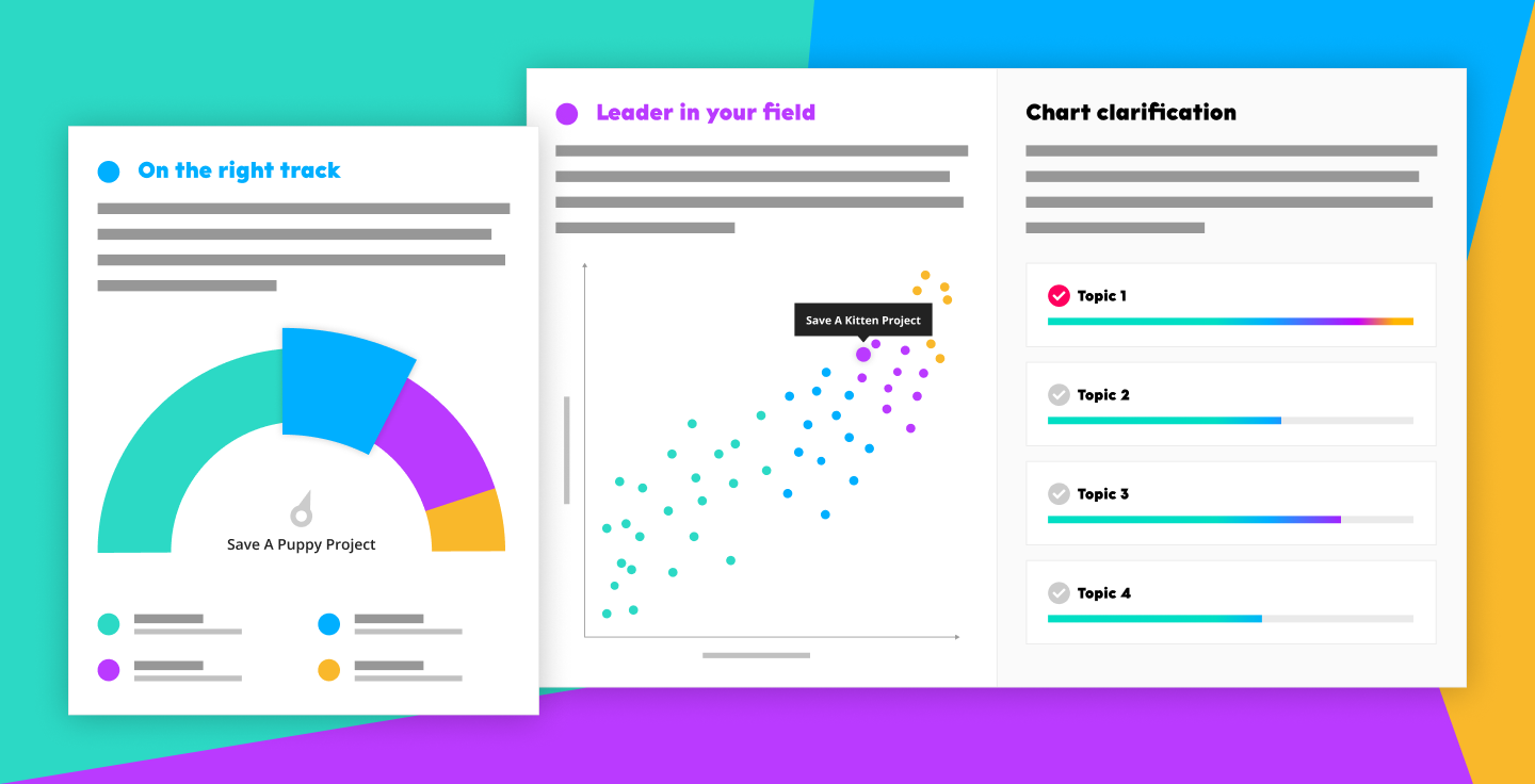 Mockup of graphs to show how a charity is progressing